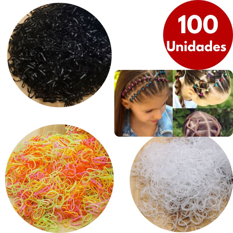 2000 Elástico de Silicone Para Cabelo Infantil/Adulto Liguinha