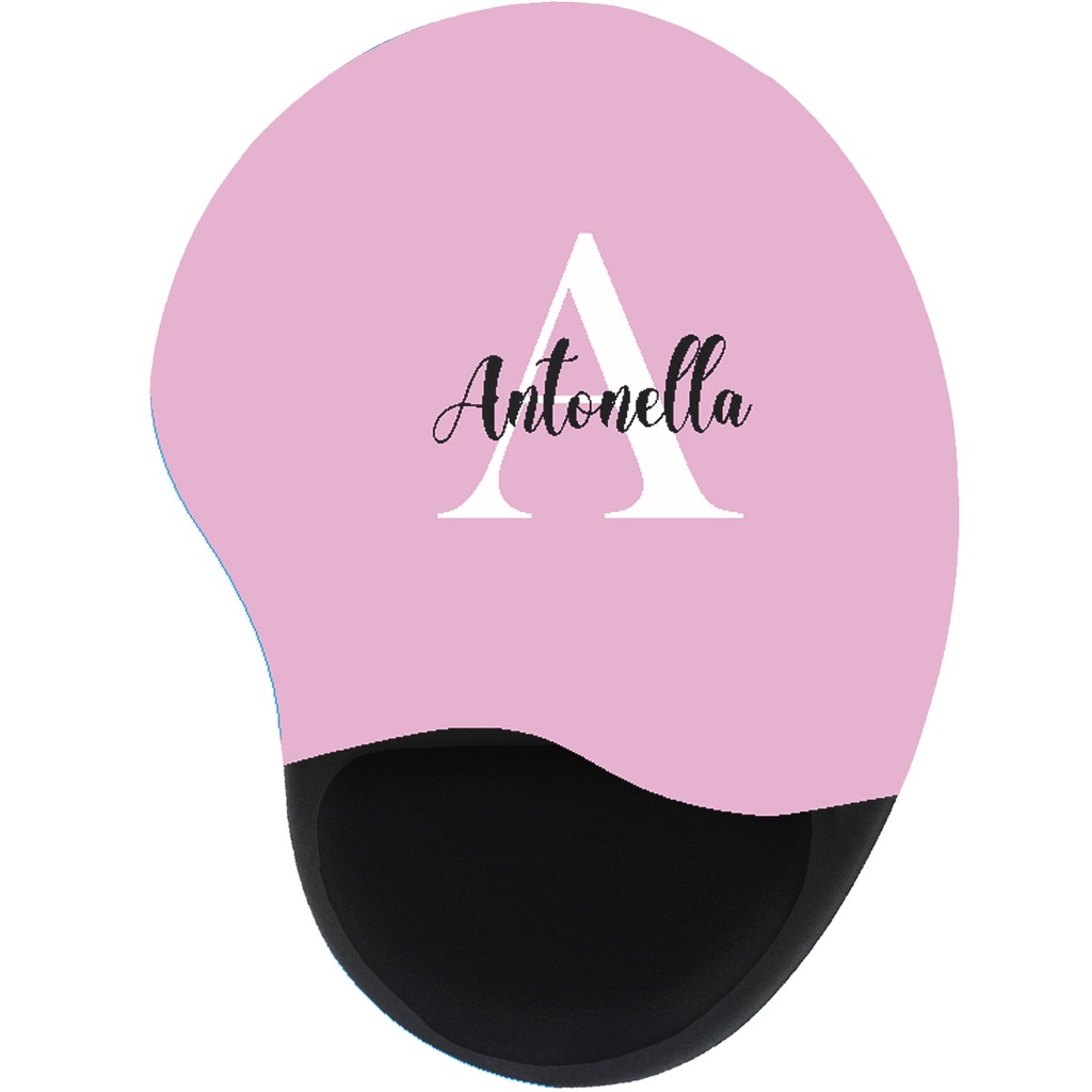 Mouse pad Rosa claro com inicial e nome personalizado modelo gota ...