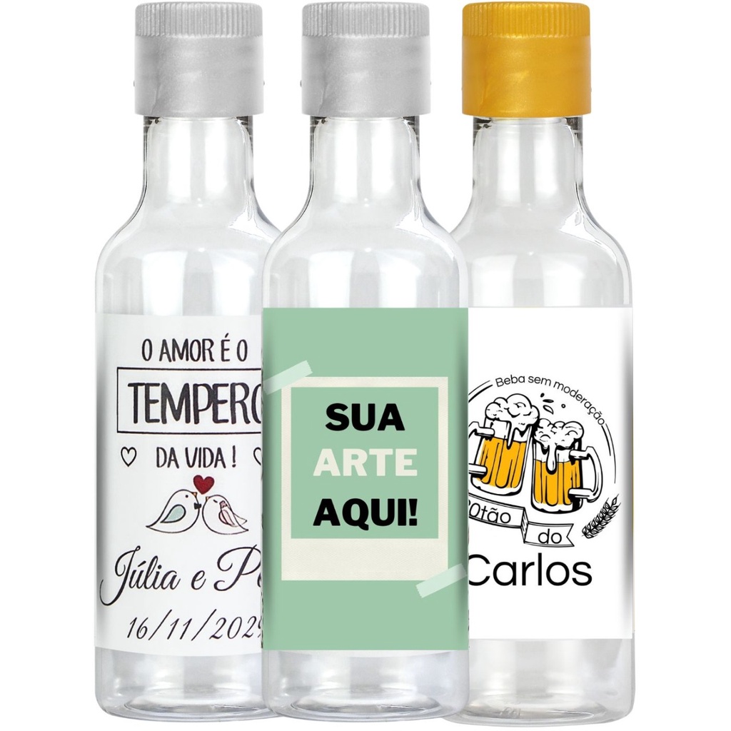 50 Mini Garrafinhas Personalizadas 50ml Lembrancinhas Festas Brindes ...