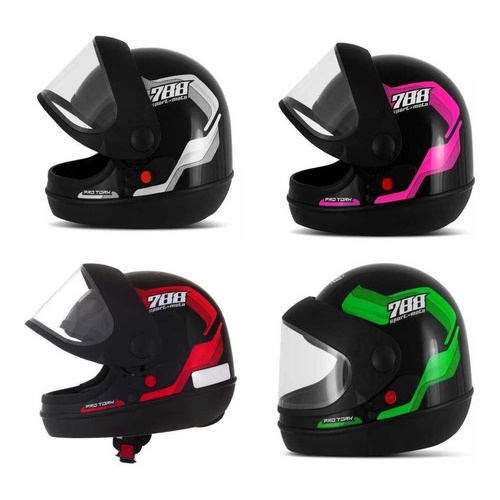 Capacete Moto Fechado Sport Moto 788 SM Com Viseira Automática Tipo Modelo Parece San Marino Masculino e Feminino Pro Tork Todas as Cores