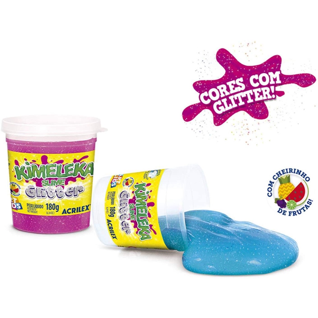 Brinquedo Slime Kimeleka Cores Com Glitter 180G | Shopee Brasil
