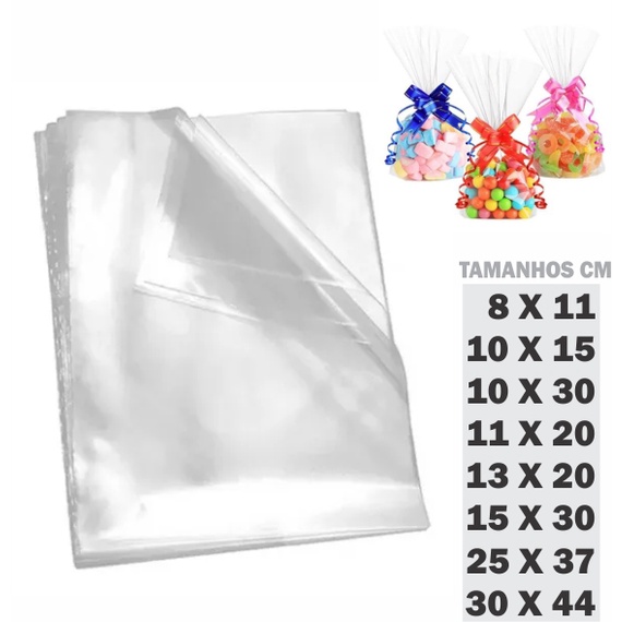 Saco Incolor Celofane Transparente 50 unds | Shopee Brasil