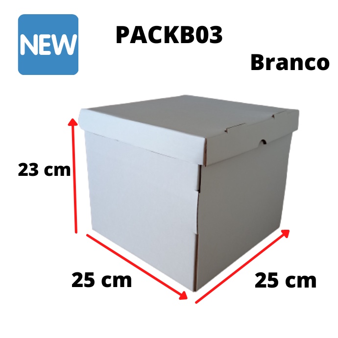 Caixa para Bolo Branco - 25 x 25 x 23 cm Direto de Fábrica n