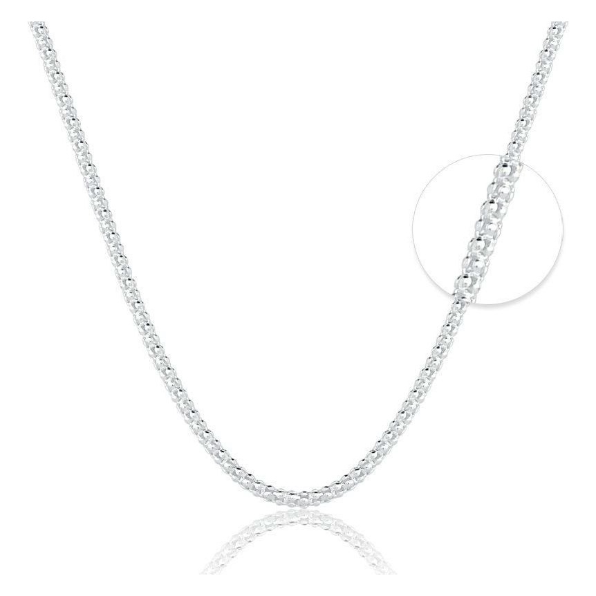 Corrente feminina pipoca prata 925 50cm