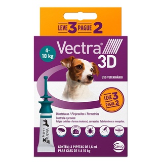 Combo Antipulgas E Carrapatos Vectra 3d Cães 4kg A 10kg