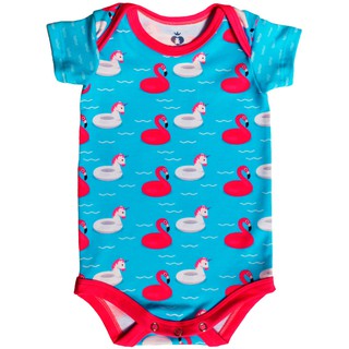 Body Bebê Estampado Boias Flamingo e Unicórnio - Isabb
