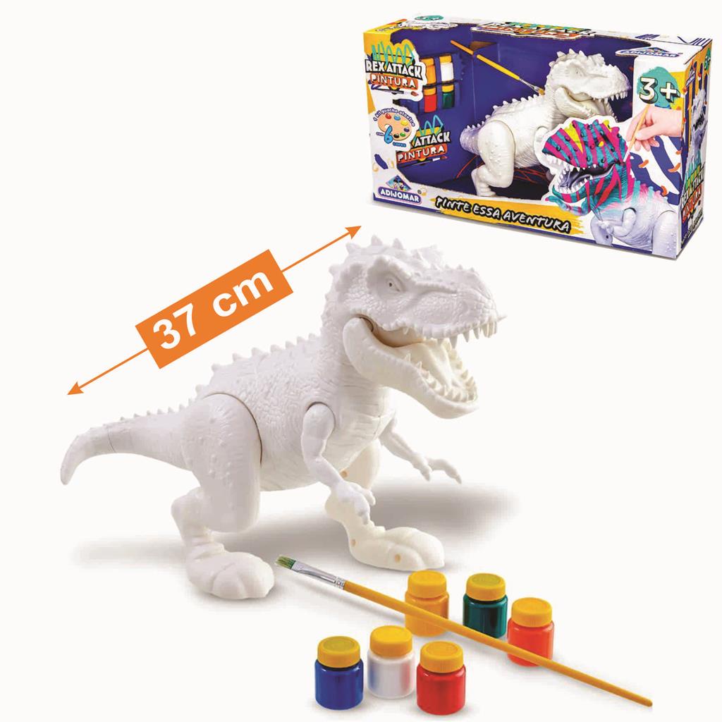 Brinquedo Dinossauro Rex Attack Boneco Para Pintar Menino Menina Criança Pequena