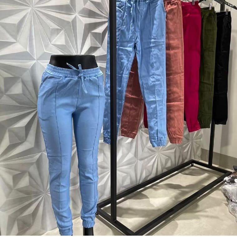 Pokiha-Calça jeans feminina de cintura alta, bolsos laterais