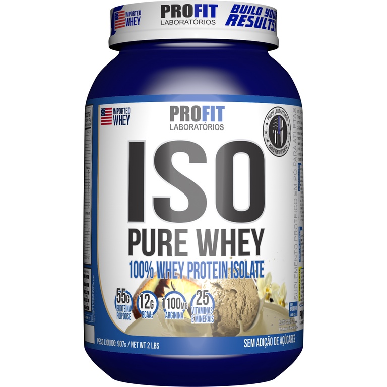 Whey Protein Isolado Iso Pure 100% – 907g Pote – Profit Labs