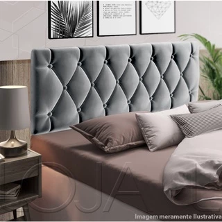 Cabeceira Painel Estofada Casal 1,60 Dobrável Cama box Queen Paris Cinza