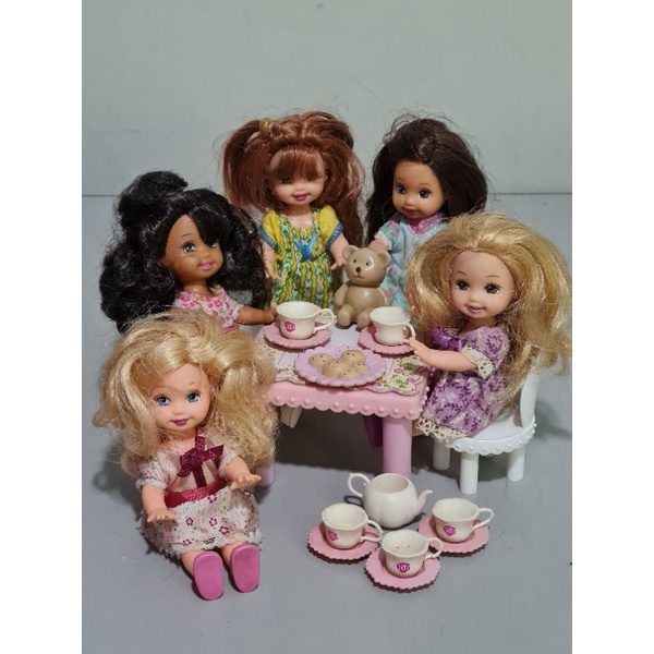 Boneca barbie genuína e pouco kelly simular chá da tarde conjunto