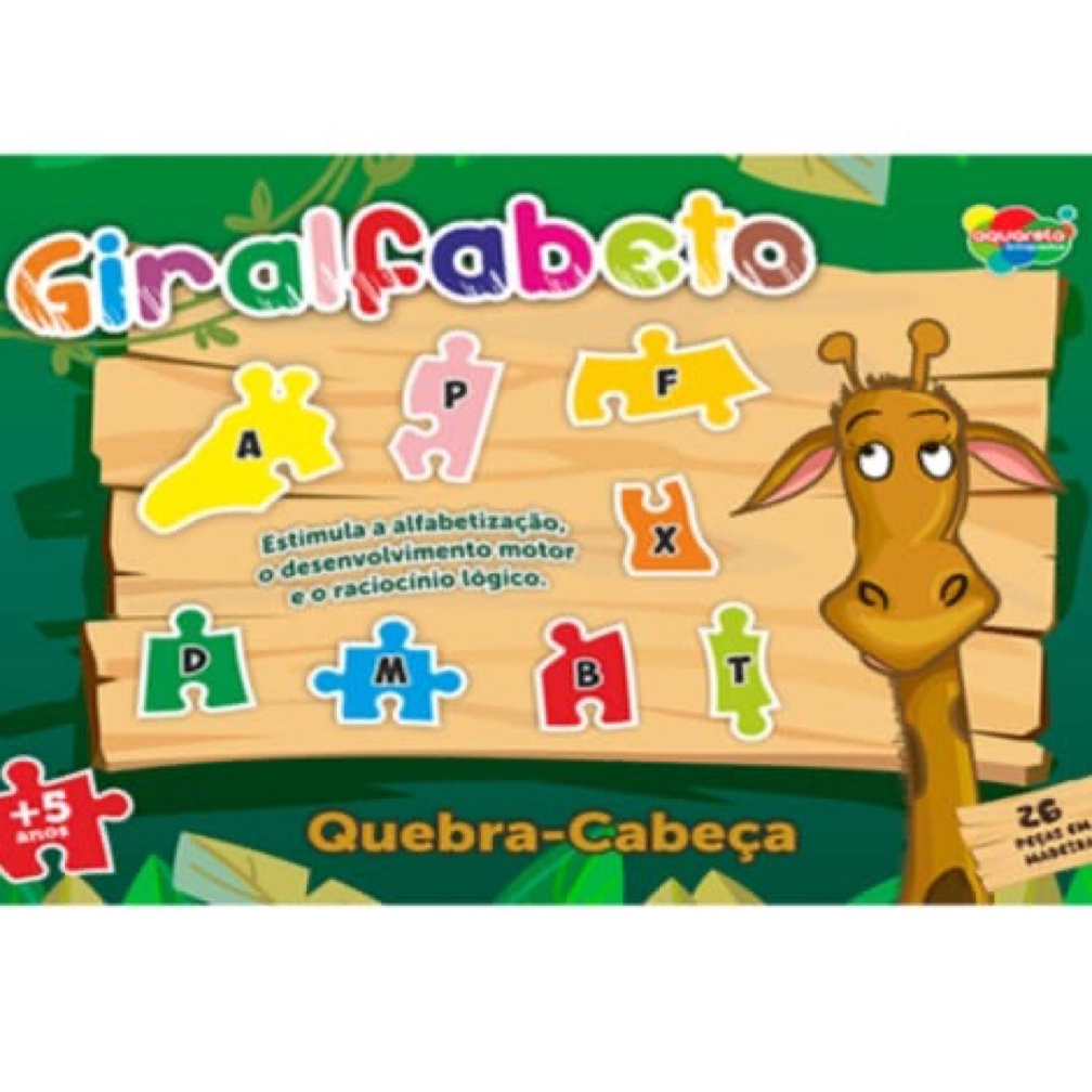 Quebra Cabeça Giralfabeto Alfabeto 26 peças em Madeira Brinquedo