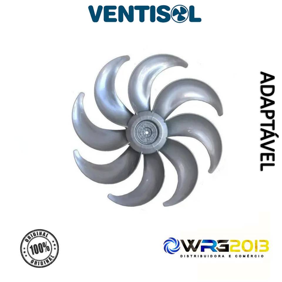 Hélice Ventisol 8 Pás Prata Adaptável ao Ventilador de 50cm
