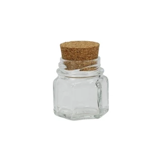 Potinho Vidro Sextavado 40ml - Com Tampa Rolha - 10 unidades - Tempero Vela Doce Mel Brigadeiro Lembrancinha Geleia