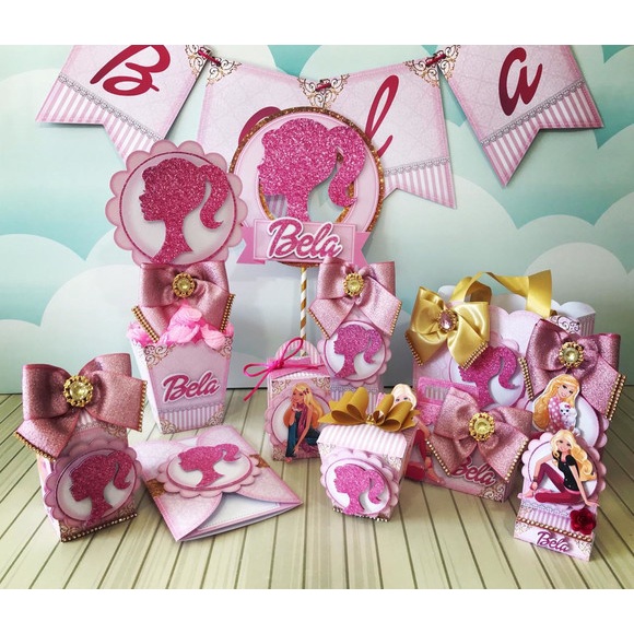 Kit de Personalizados para Festa Tema Barbie - 20 Itens