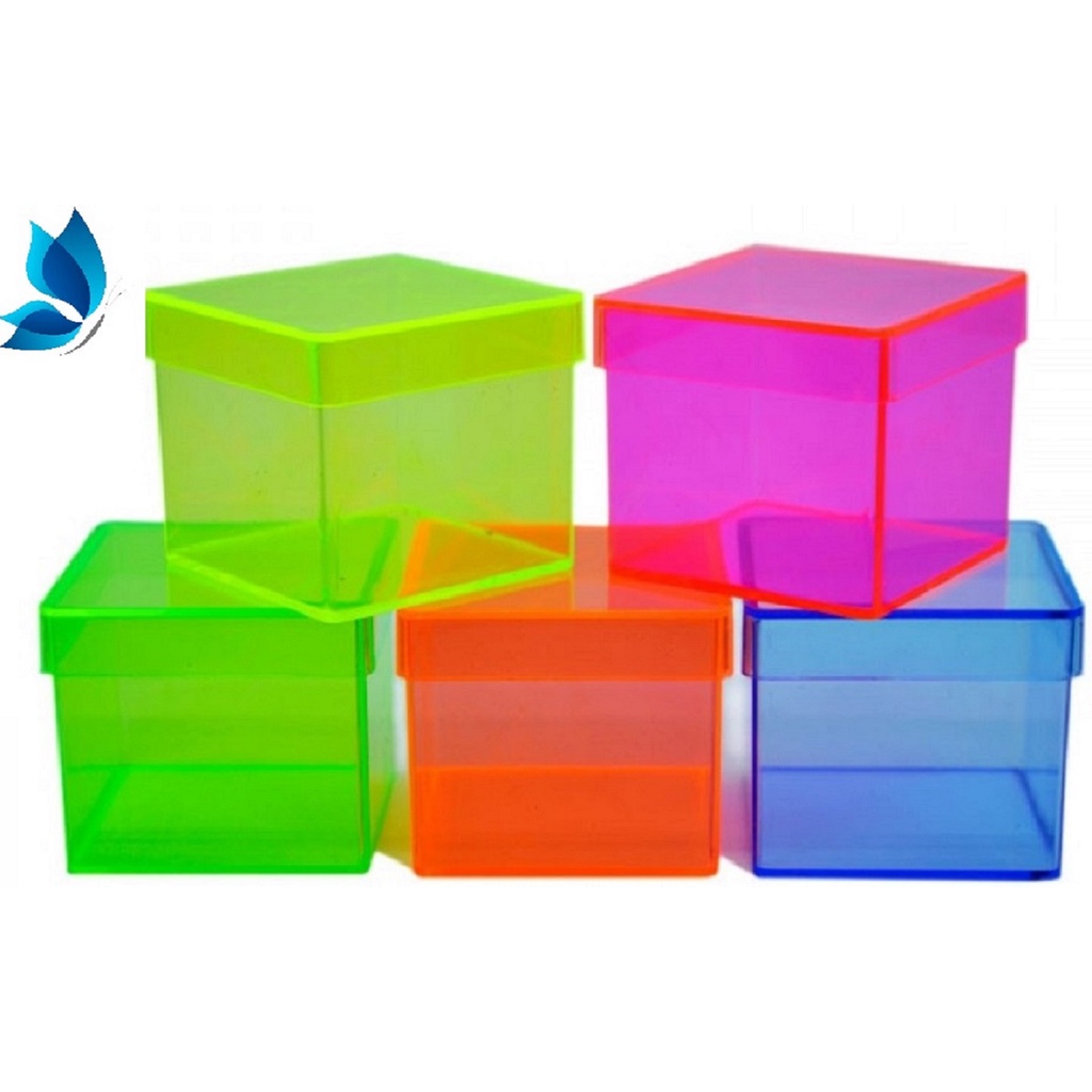30 Caixa Neon Acrilico Festa Neon Decoração de Mesa Lembrancinha 5x5cm