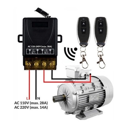 Rele Liga Desliga Sem Fio + 2 Controle Remoto 110v 220v 30ah