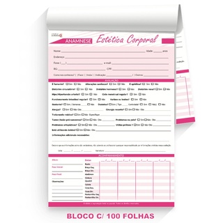 Ficha De Anamnese Estética Corporal (Bloco c/ 100 Folhas)