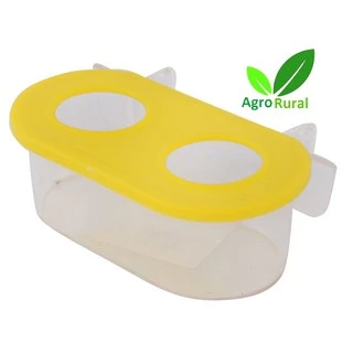 Comedouro Oval 2 Furos Cristal P/ Aves de Pequeno Porte