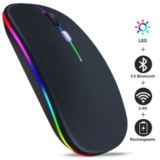 Mouse Óptico sem fio 2.4ghz Recarregável Bluetooth silêncioso com Led