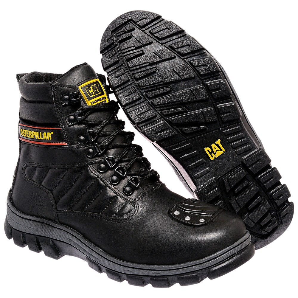 Bota CAT Motociclista Top Masculina Caterpillar todo em Couro! | Shopee ...