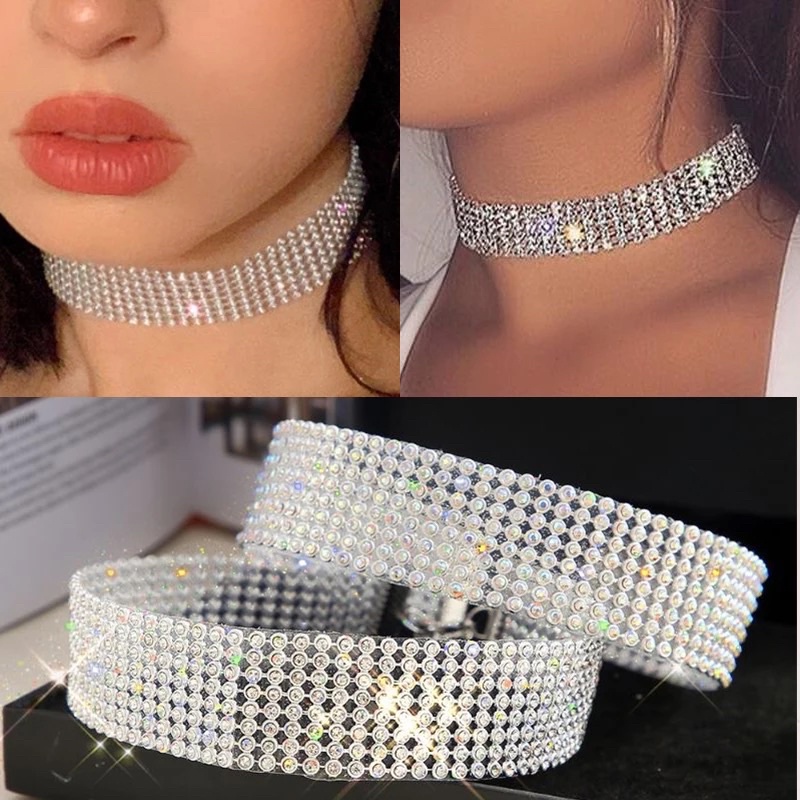 Chocker Gargantilha Feminina de Strass Colar Brilhante | Shopee Brasil