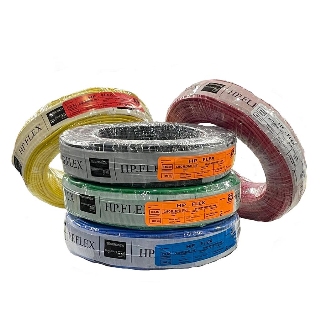 Fio Elétrico Flexível 6mm 100 Metros Anti-Chama INMETRO