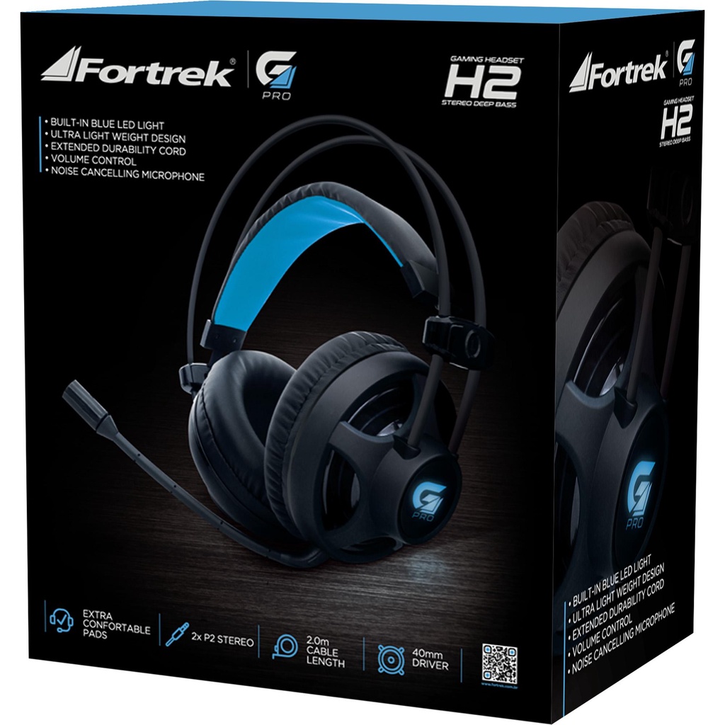 Headset Gamer Com Microfone Fortrek G Pro H2 - Preto Azul