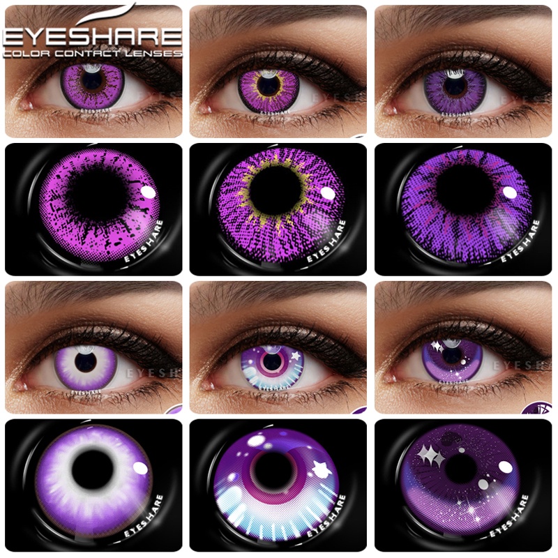 EYESHARE Cosplay Cor Lentes De Contato Para Os Olhos 1 Par Roxo Beleza Dia Das Bruxas Anime Lente Colorida De Cosméticos Olho Anual