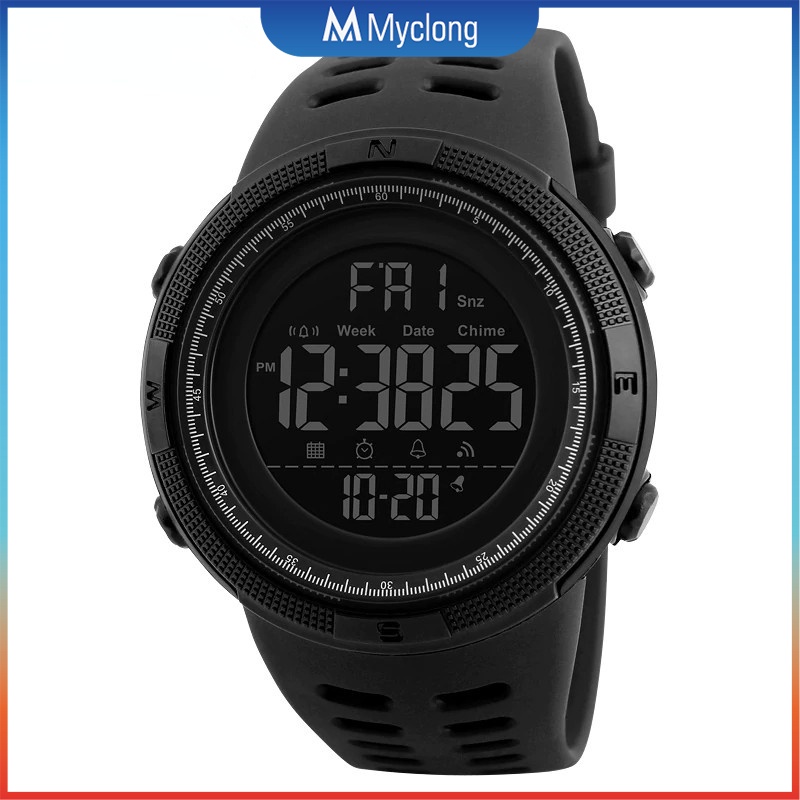 Myclong Relógios Esportivos Outdoor À Prova D'água Masculinos Big Dial Relógio Eletrônico Digital Simples Militares