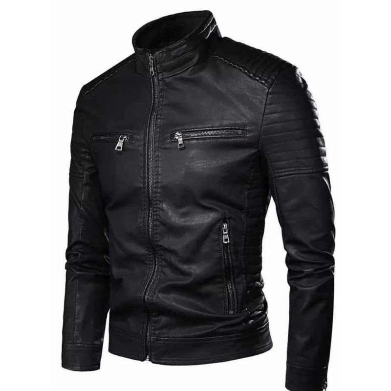 Jaqueta De Couro Masculina Top Forrada Poliester Pronta Entre