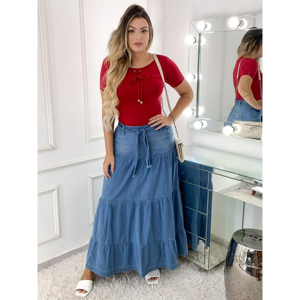 Saia Jeans Longa Juliette - Dorca Confecções - Saia Feminina