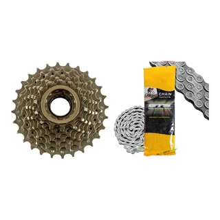 Catraca 7v Index Para 21V Roda Livre Rosca + Corrente 7/8V