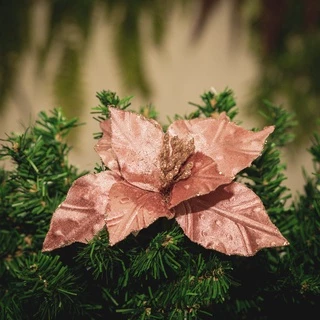 Flor De Natal Enfeite De Natal Árvore Guirlanda Poinsetia Aveludada 20cm