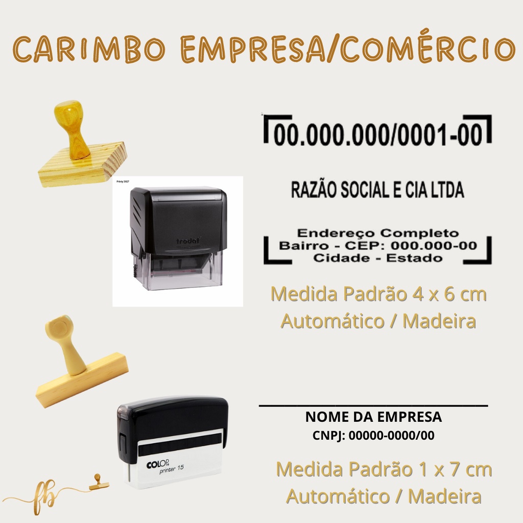 Carimbo Automático/Madeira EMPRESA COMÉRCIO PERSONALIZADO