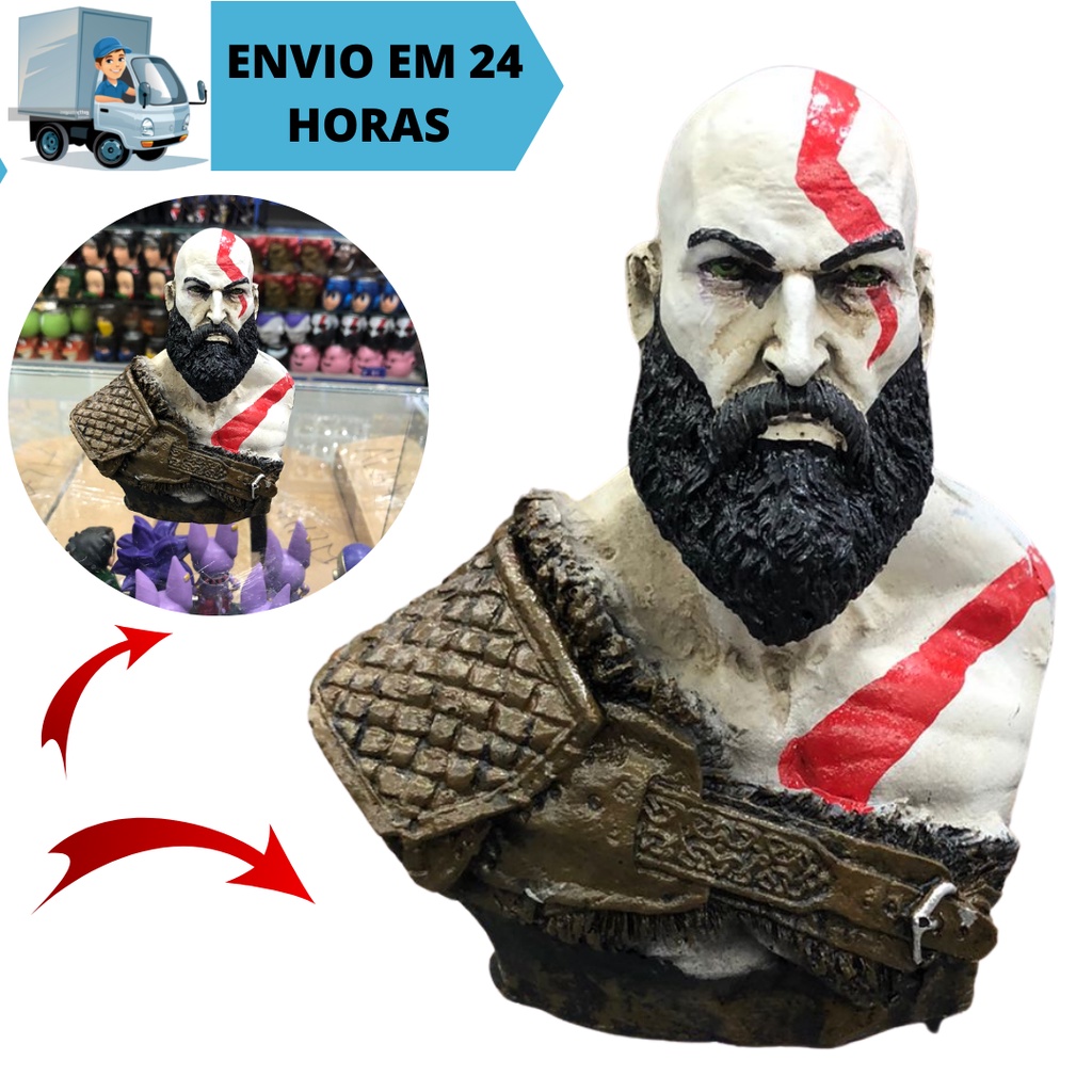 Boneco Estátua De Resina Busto De Resina Kratos Deus Da Guerra Marvel God Of War Origina