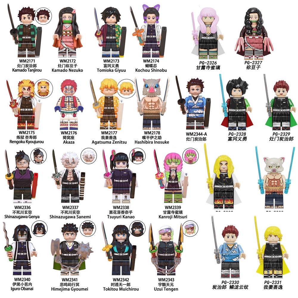 Caçador De Demônios Anime Tanjirou Nezuko Zenitsu Inosuke Blocos De Figuras Minifigures Building Toy
