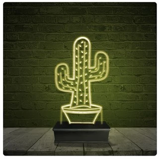 Led Luminária Acrílico Abajur - Cacto Cactos 02