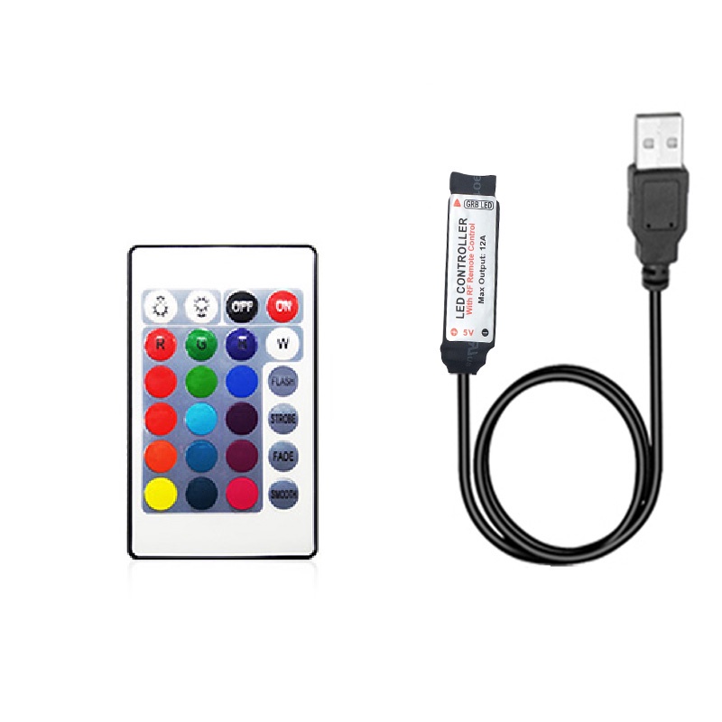 Kefeng 5V-24V USB RGB Controle LED RF IR 3Key 24Key Diminuidor 4 Pinos Interface Para Fita 5050 2835 3528