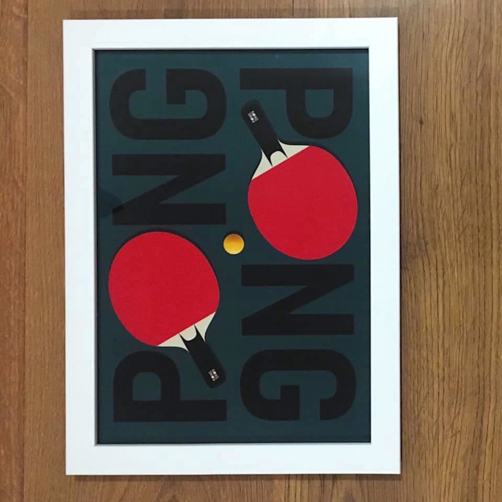 Quadro Decorativo Chiclete Ping Pong Retrô com Paspatur