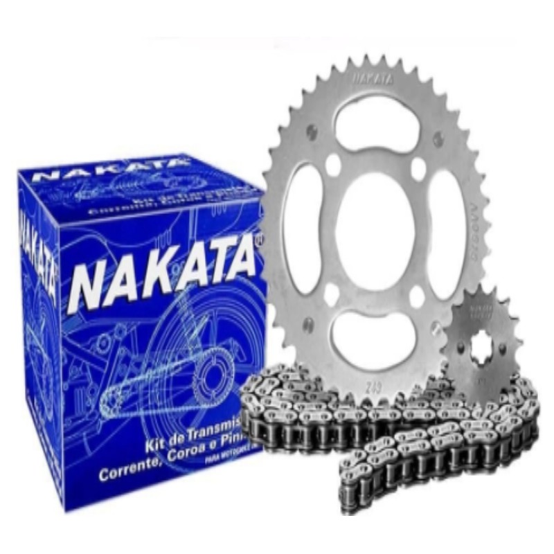 Kit Relação Transmissão Tração Yamaha Fazer 150 2014 2015 2016 2017 2018 2019 2020 2021 2022 Original Nakata Aço 1045