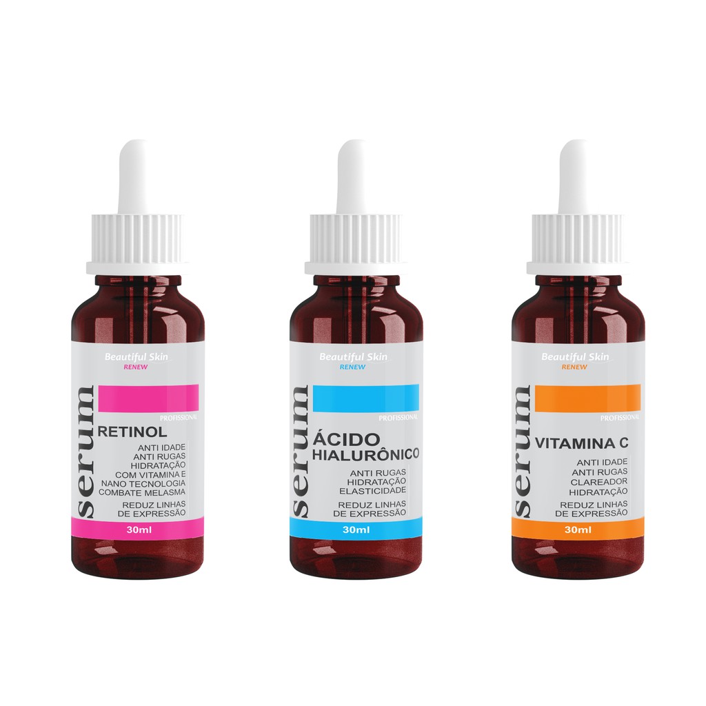 Kit Retinol + Vitamina C + Ácido Hialurônico 30ml | Shopee Brasil