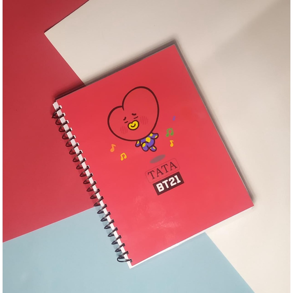 Caderno A pequeno personalizado BT Tata com folhas capas protegidas por laminação e