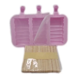 Forma Picole Silicone Sorvete 3 Cavidades E 50 Palito Kehome