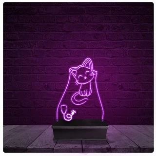 Luminária e Abajur Acrílico Led - Gato Veterinário