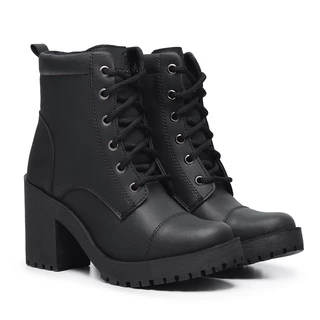 Bota Feminina Coturno Salto Alto Bota Macia Tratorada Feminina Cano Médio