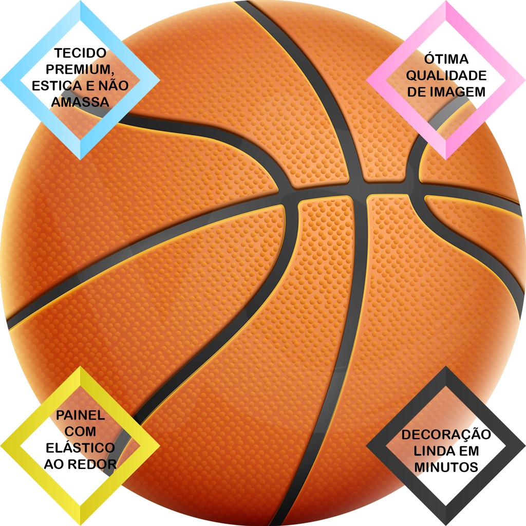 Bola de basquete em EVA glitter alt. 15 cm decoração painel