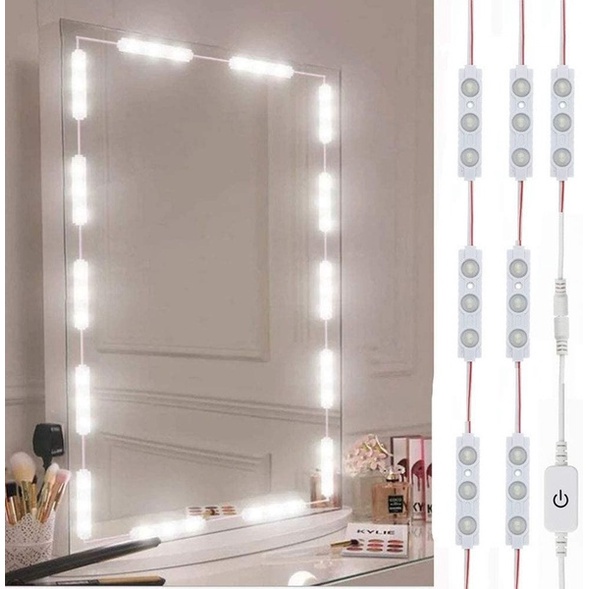 Espelho de Maquilhagem Espelho de Mesa com 12 Luzes LED 3 Temperaturas
