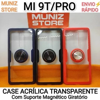 Capa Mi 9T/Pro Xiaomi Case Anti Impacto Acrilíca Transparente Capinha Com Suporte Magnético Giratório