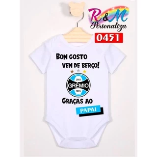 Body bory bebê personalizado mesversário time grêmio